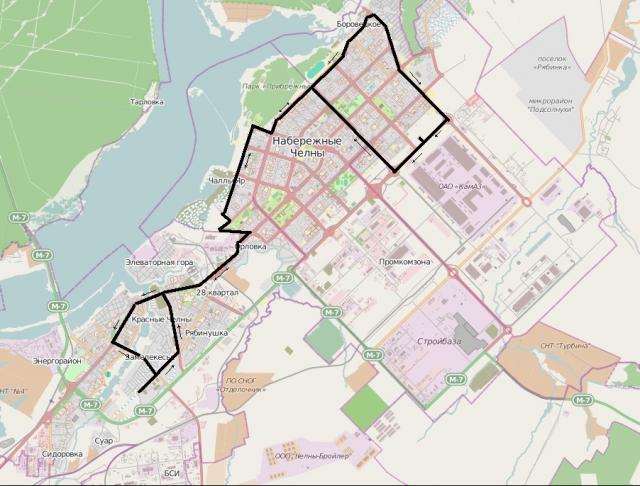 Маршрут автобуса 7 набережные челны схема проезда