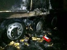 На автотрассе М-7 загорелся грузовик, перевозивший баночное пиво